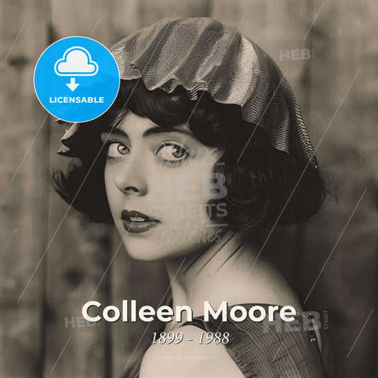 Colleen Moore, 1899 - 1988, American actress - A Woman With Short Black Hair Wearing A Hat Print Template
