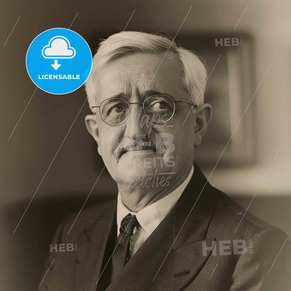 Conrad Felixmüller, 1897 - 1977, German painter and printmaker - A Man With A Mustache Wearing A Suit And Tie