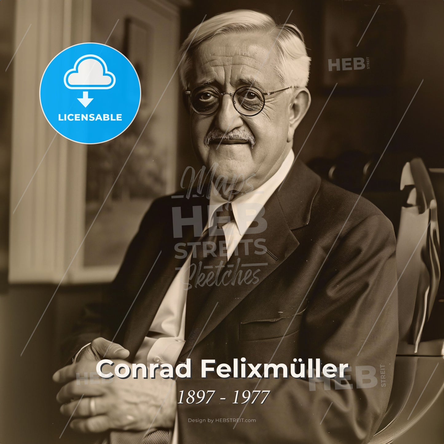 Conrad Felixmüller, 1897 - 1977, German painter and printmaker - A Man In A Suit And Tie Print Template