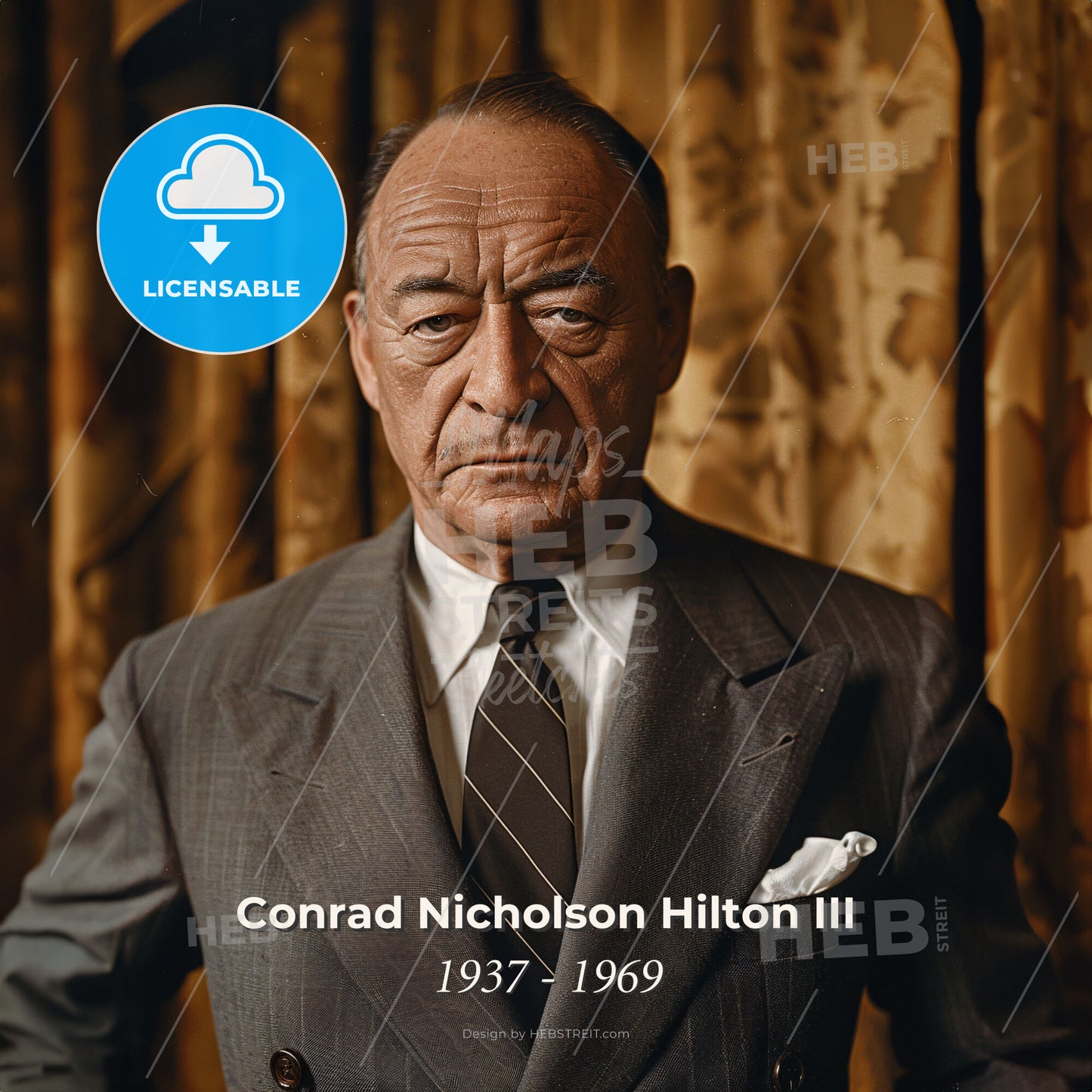 Conrad Nicholson Hilton III, 1937 - 1969, American hotelier - A Man In A Suit Print Template