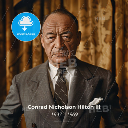 Conrad Nicholson Hilton III, 1937 - 1969, American hotelier - A Man In A Suit Print Template