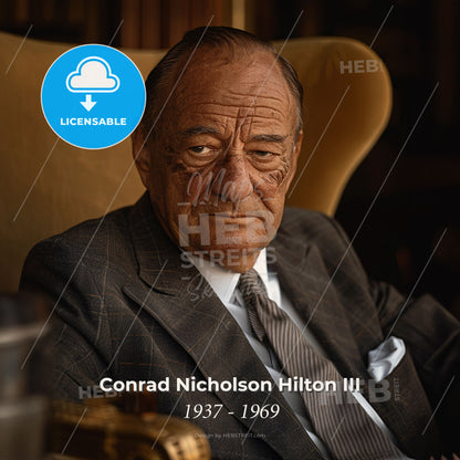 Conrad Nicholson Hilton III, 1937 - 1969, American hotelier - A Man In A Suit And Tie Print Template