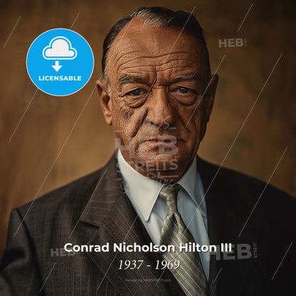 Conrad Nicholson Hilton III, 1937 - 1969, American hotelier - A Man In A Suit Print Template