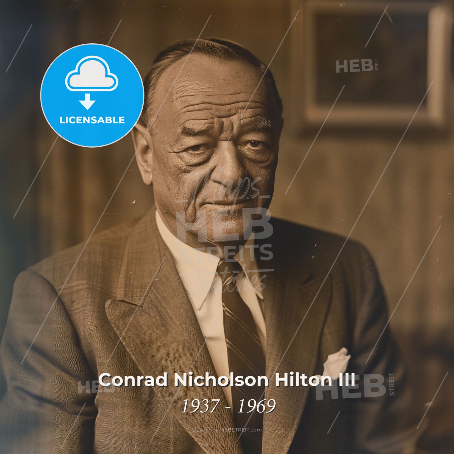 Conrad Nicholson Hilton III, 1937 - 1969, American hotelier - A Man In A Suit Print Template