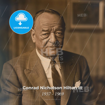 Conrad Nicholson Hilton III, 1937 - 1969, American hotelier - A Man In A Suit Print Template