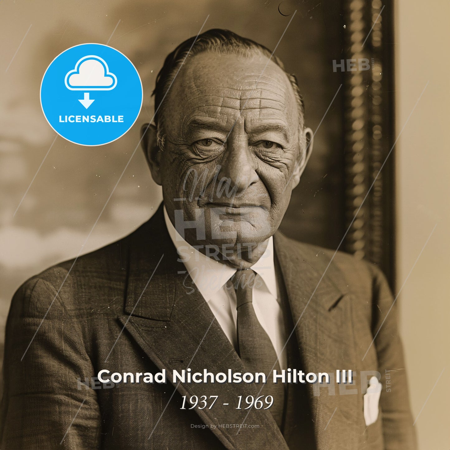 Conrad Nicholson Hilton III, 1937 - 1969, American hotelier - A Man In A Suit And Tie Print Template