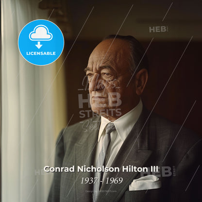 Conrad Nicholson Hilton III, 1937 - 1969, American hotelier - A Man In A Suit And Tie Print Template