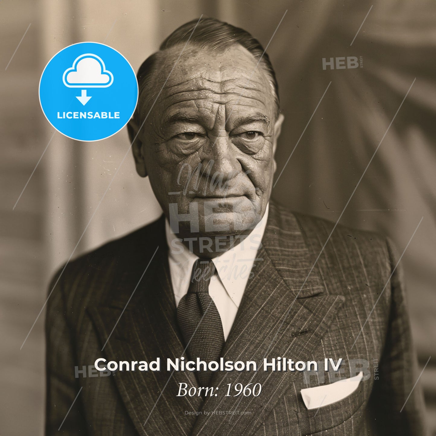 Conrad Nicholson Hilton IV, Born: 1960, American hotelier - A Man In A Suit Print Template