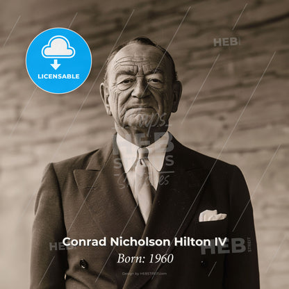 Conrad Nicholson Hilton IV, Born: 1960, American hotelier - An Old Man In A Suit Print Template