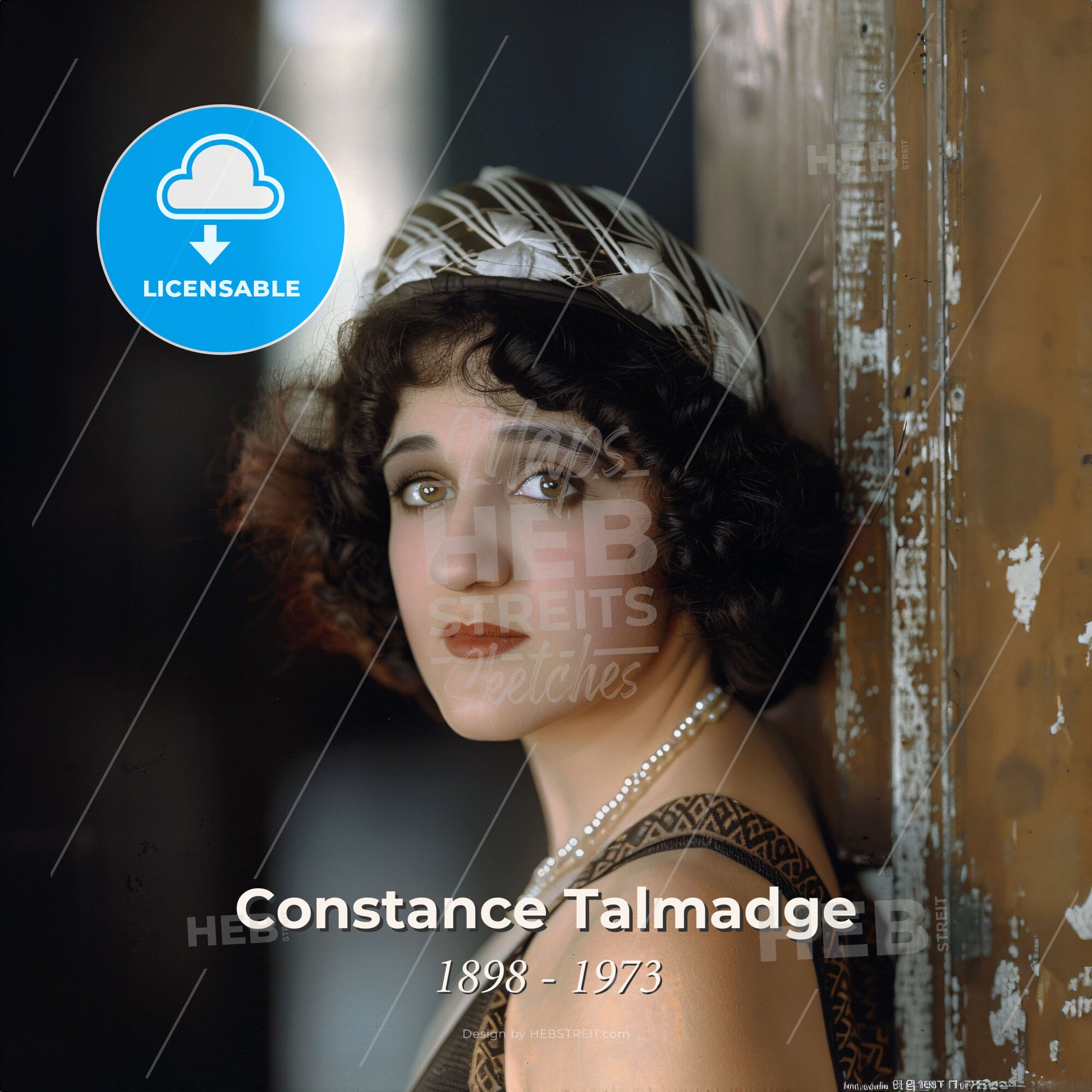 Constance Talmadge, 1898 - 1973, American actress - A Woman Leaning Against A Wall Print Template