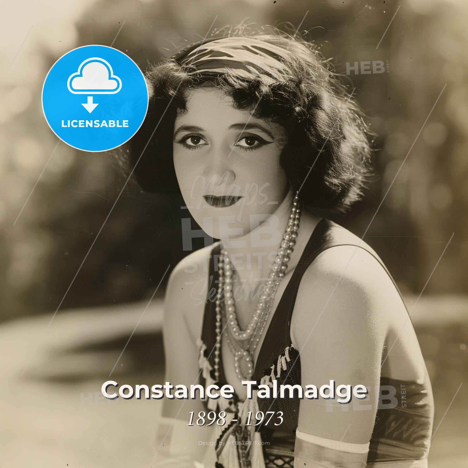 Constance Talmadge, 1898 - 1973, American actress - A Woman Wearing A Dress And Necklace Print Template