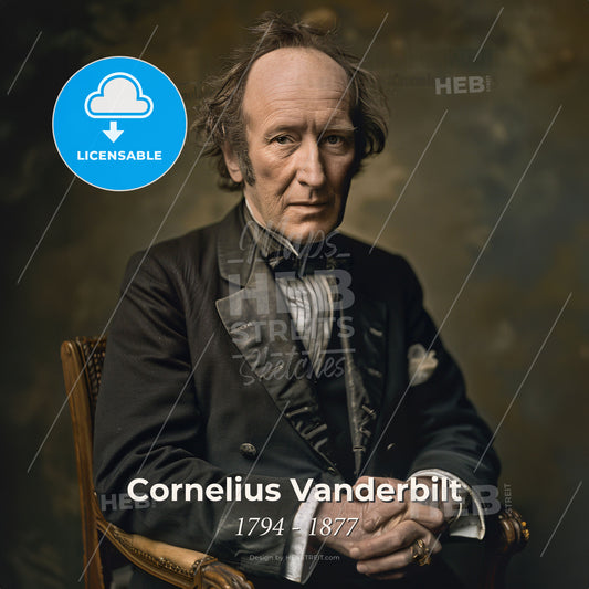 Cornelius Vanderbilt, 1794 - 1877, American shipping and railroad tycoon - A Man In A Suit Sitting In A Chair Print Template