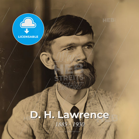 D. H. Lawrence, 1885 - 1930, British writer - A Man With A Beard Print Template