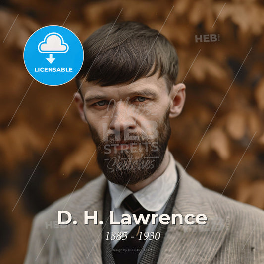 D. H. Lawrence, 1885 - 1930, British writer - A Man With A Beard And Mustache Print Template