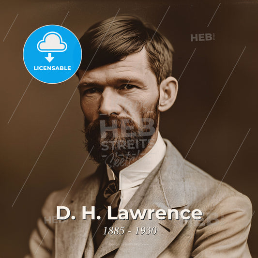 D. H. Lawrence, 1885 - 1930, British writer - A Man With A Beard And Mustache Wearing A Suit Print Template