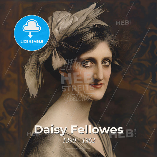 Daisy Fellowes, 1890 - 1962, French socialite and heiress - A Woman With A Feather In Her Hair Print Template