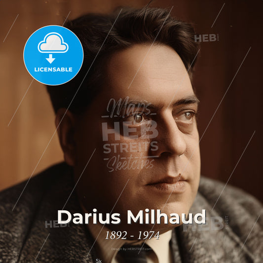 Darius Milhaud, 1892 - 1974, French composer - A Man In A Suit Print Template