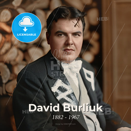 David Burliuk, 1882 - 1967, Russian painter and poet - A Man In A Suit With X Marks On His Face Print Template