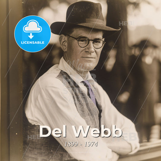 Del Webb, 1899 - 1974, American real estate developer and contractor - A Man Wearing A Hat And Vest Print Template