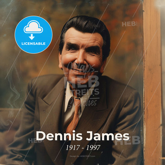 Dennis James, 1917 - 1997, American TV show host - A Man In A Suit Print Template