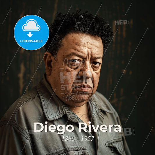 Diego Rivera, 1886 - 1957, Mexican muralist - A Man Looking At The Camera Print Template