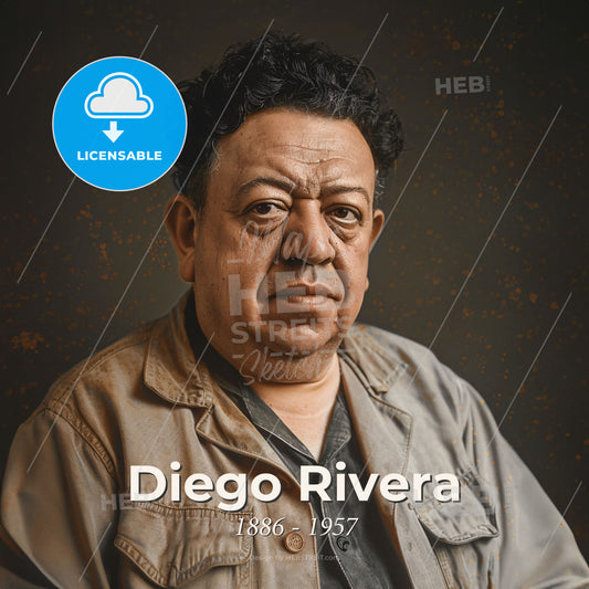 Diego Rivera, 1886 - 1957, Mexican muralist - A Man With Dark Hair Wearing A Jacket Print Template