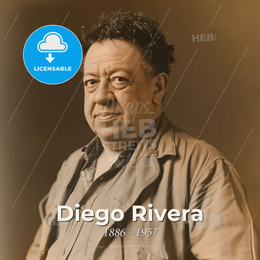 Diego Rivera, 1886 - 1957, Mexican muralist - A Man In A Jacket Print Template