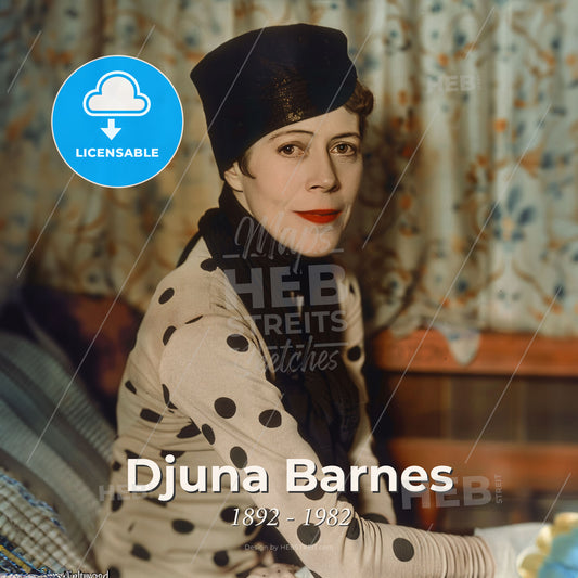 Djuna Barnes, 1892 - 1982, American writer - A Woman In Polka Dot Sweater And Black Hat Print Template