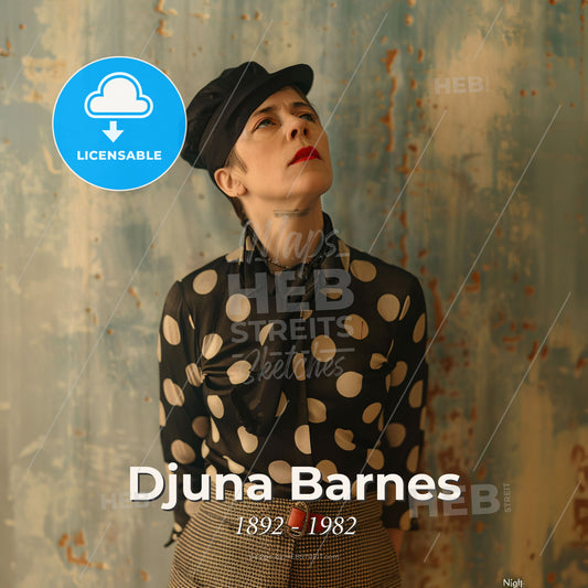 Djuna Barnes, 1892 - 1982, American writer - A Woman In Polka Dot Shirt And Hat Print Template