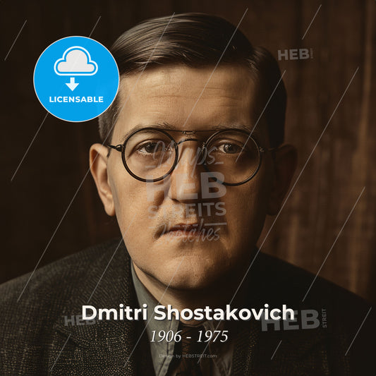 Dmitri Shostakovich, 1906 - 1975, Russian composer - A Man Wearing Glasses And A Suit Print Template