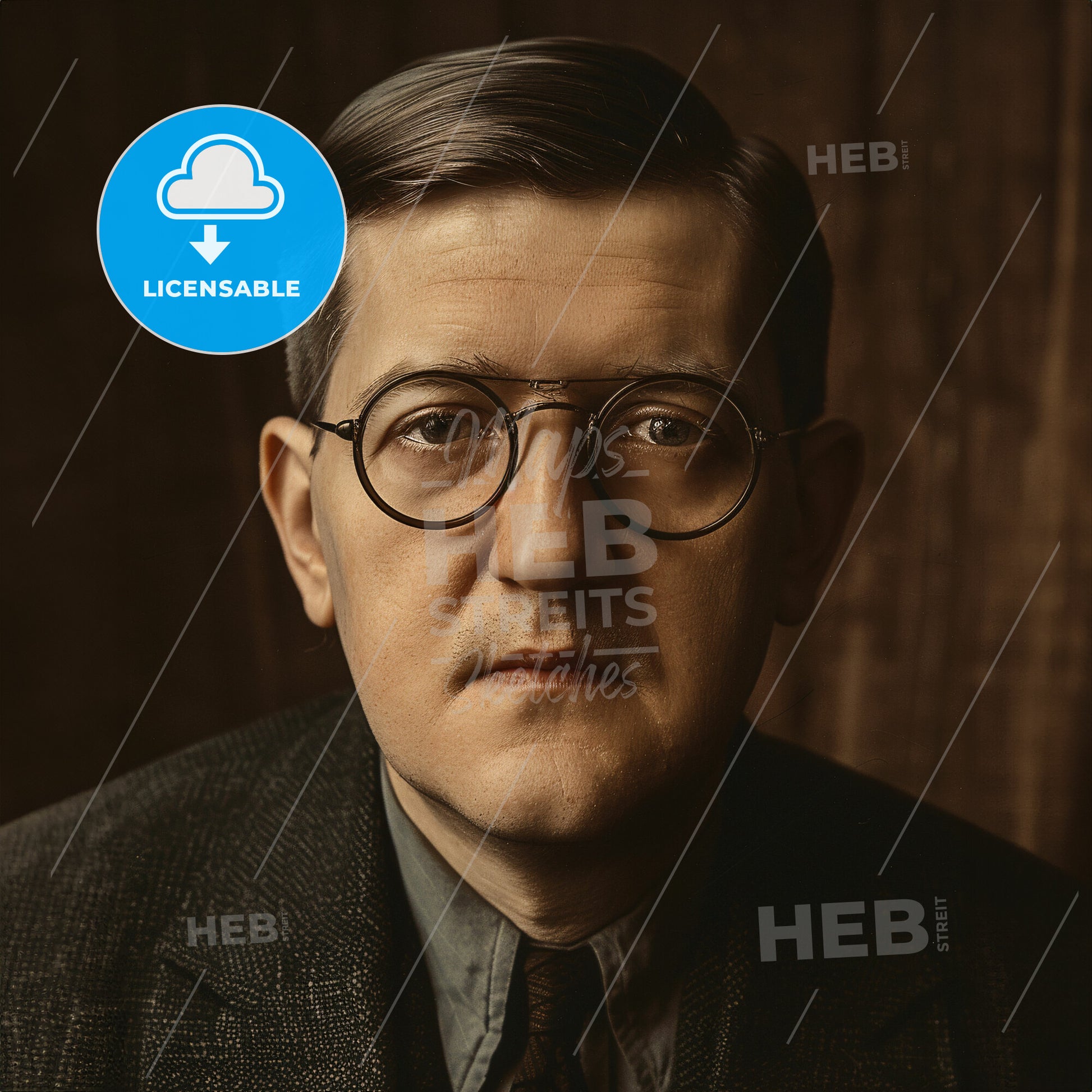 Dmitri Shostakovich, 1906 - 1975, Russian composer - A Man Wearing Glasses And A Suit