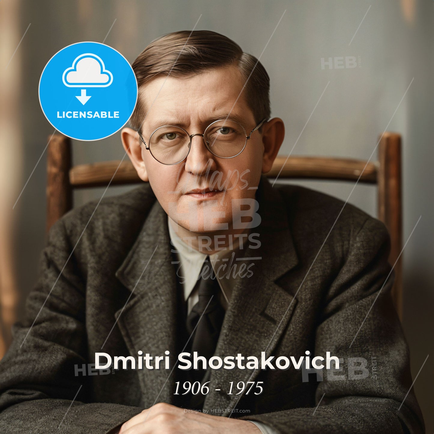 Dmitri Shostakovich, 1906 - 1975, Russian composer - A Man In A Suit And Tie Print Template