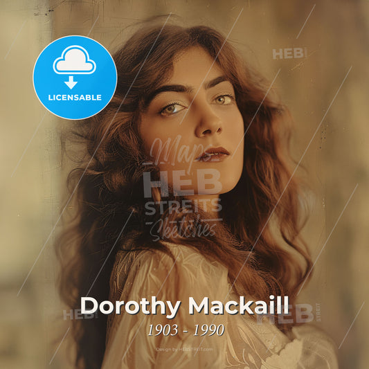 Dorothy Mackaill, 1903 - 1990, British-American actress - A Woman With Long Curly Hair Print Template