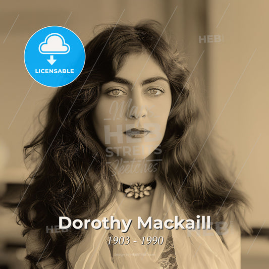 Dorothy Mackaill, 1903 - 1990, British-American actress - A Woman With Long Hair And A White Scarf Print Template