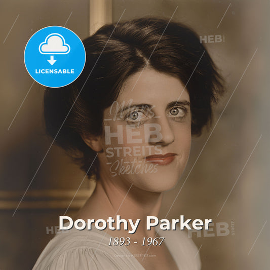 Dorothy Parker, 1893 - 1967, American poet and critic - A Woman With Dark Hair And A White Shirt Print Template