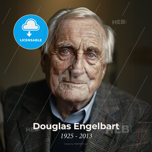 Douglas Engelbart, 1925 - 2013, American engineer and inventor - An Old Man With White Hair And Blue Eyes Print Template