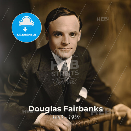 Douglas Fairbanks, 1883 - 1939, American actor - A Man In A Suit And Tie Print Template