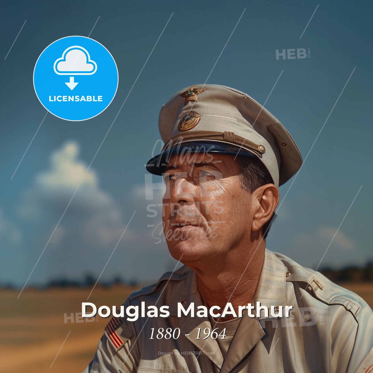 Douglas MacArthur, 1880 - 1964, American General - A Man In A Military Uniform Print Template