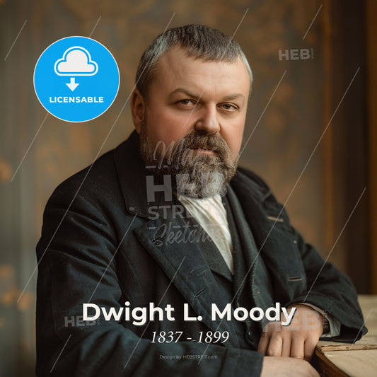 Dwight L. Moody, 1837 - 1899, American evangelist - A Man With A Beard And Mustache Sitting At A Table Print Template