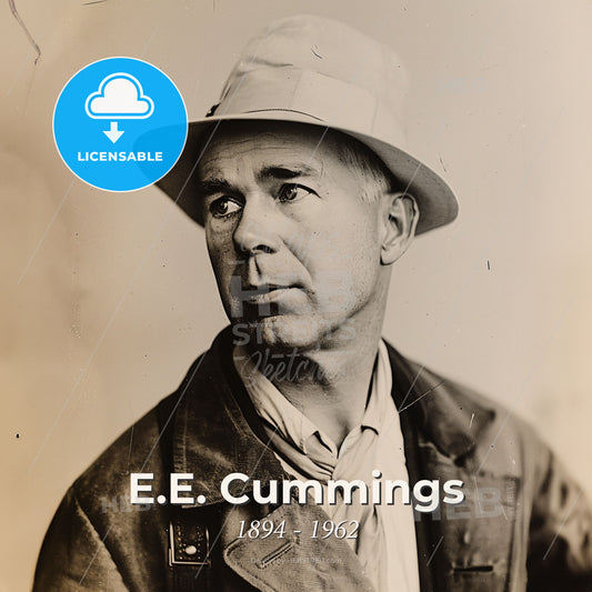 E.E. Cummings, 1894 - 1962, American poet - A Man Wearing A Hat Print Template