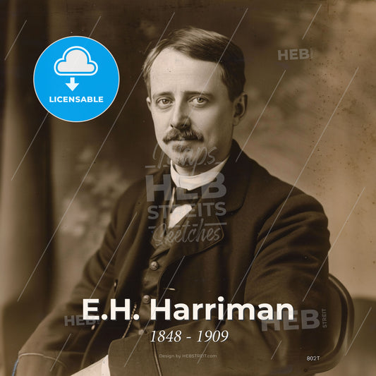 E.H. Harriman, 1848 - 1909, American railroad executive - A Man With A Mustache Sitting In A Chair Print Template