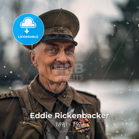 Eddie Rickenbacker, 1890 - 1973, American fighter ace and aviator - A Man In A Military Uniform Print Template