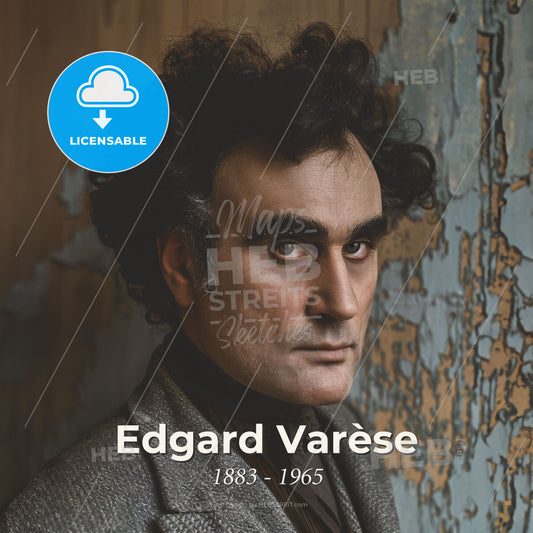Edgard Varèse, 1883 - 1965, French-American composer - A Man With Curly Hair And A Silver Earring Print Template