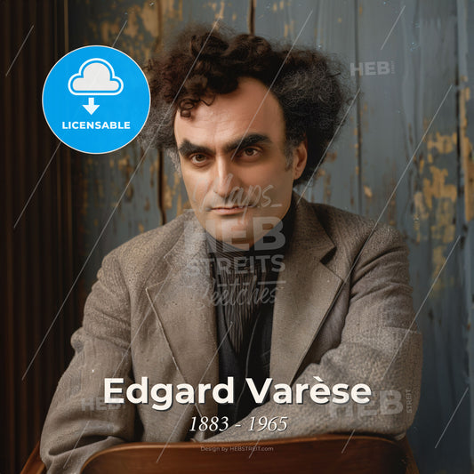 Edgard Varèse, 1883 - 1965, French-American composer - A Man With Curly Hair And A Suit Print Template