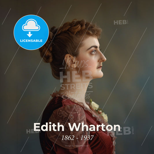 Edith Wharton, 1862 - 1937, American writer - A Woman In A Red Dress Print Template