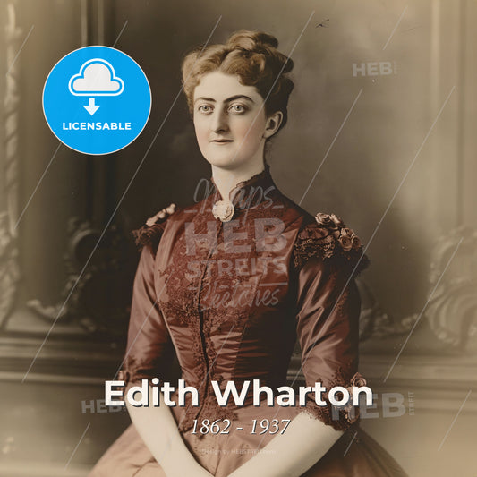 Edith Wharton, 1862 - 1937, American writer - A Woman In A Dress Print Template