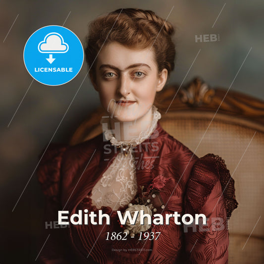 Edith Wharton, 1862 - 1937, American writer - A Woman In A Red Dress Print Template