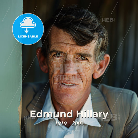 Edmund Hillary, 1919 - 2008, New Zealand mountaineer - A Man In A Suit Print Template