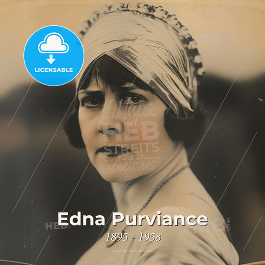 Edna Purviance, 1895 - 1958, American actress - A Woman With A Head Scarf Print Template