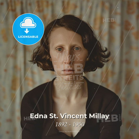 Edna St. Vincent Millay, 1892 - 1950, American poet - A Woman With Short Brown Hair Print Template